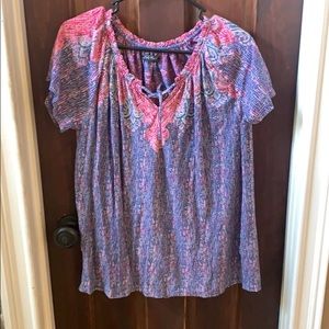Lucky brand cap sleeve top peasant size 1x